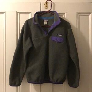 Gray and purple Patagonia pullover